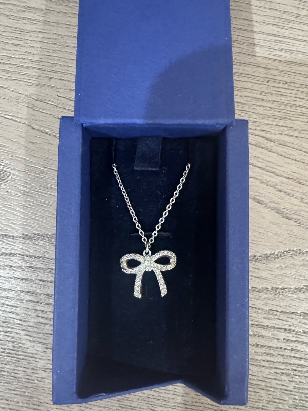 Swarovski Silver Crystal Bow Pendant Necklace - Women Jewelry